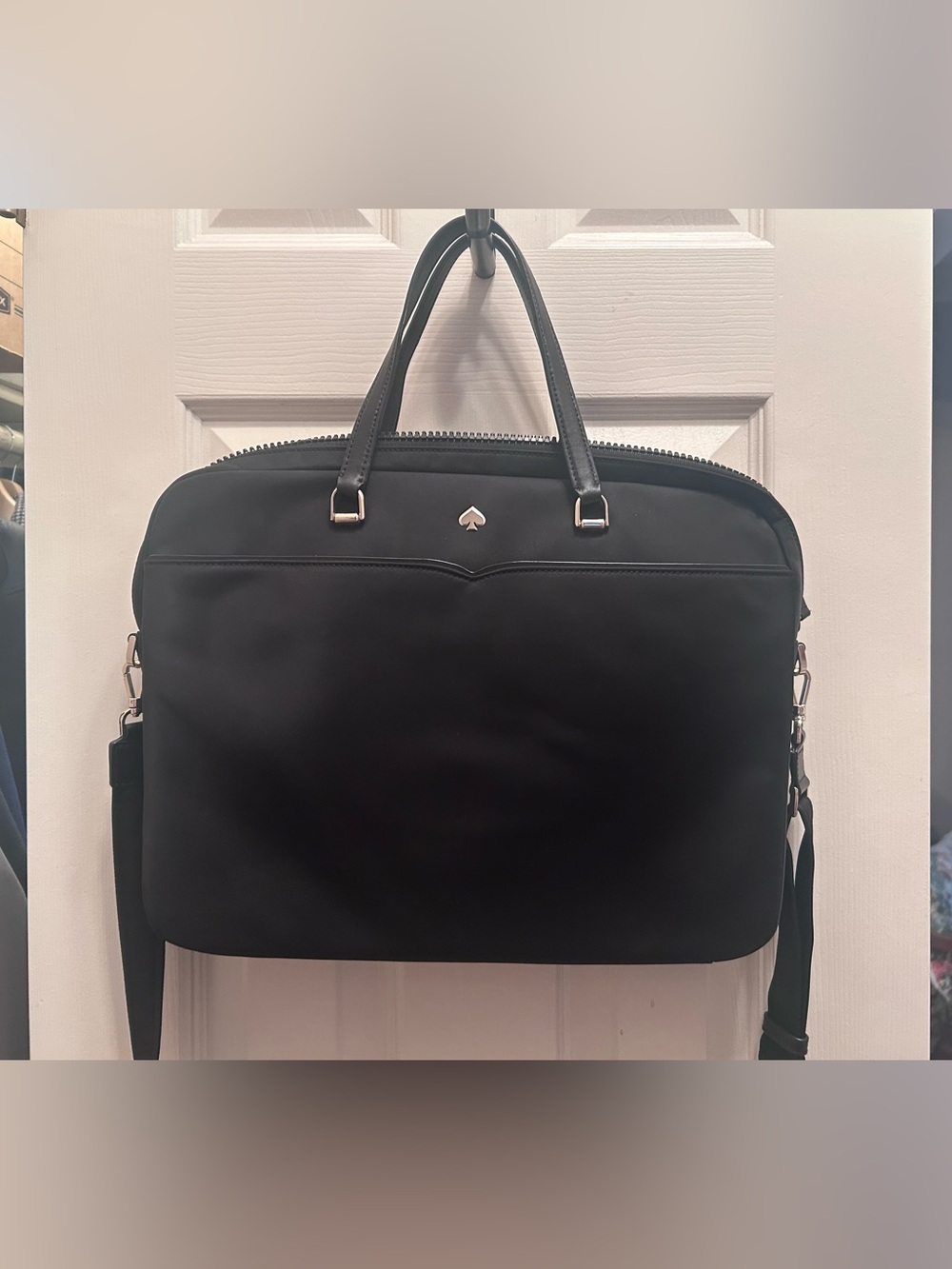Kate Spade Jae Black Laptop Bag Crafted from Durable Nylon w/Beveled Spade Logo. - Picture 2 of 9